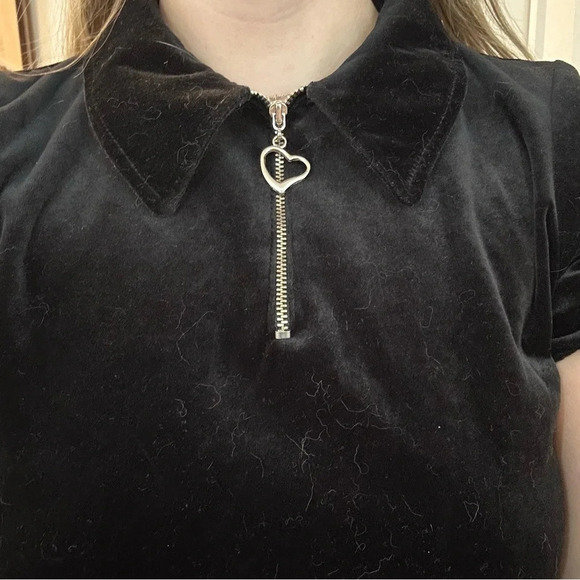 Vintage New Moves Velvet Heart Zipper Dress Size 14/XS/S/2/4 - Picture 7 of 7